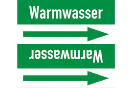 Rohrleitungsetikett Warmwasser