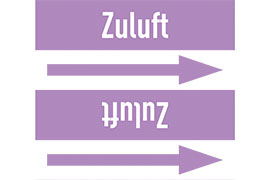 Rohrleitungsetikett Zuluft violett