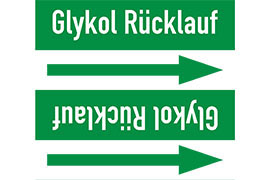 Rohrleitungsetikett Glykol Rücklauf