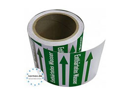 Rohrleitungsetiketten 90mm Breite x 30m Länge auf Rolle 