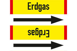 Rohrleitungsetikett Erdgas