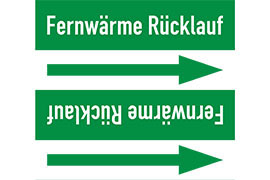 Rohrleitungsetikett Fernwärme Rücklauf