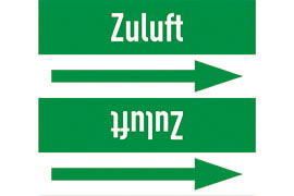 Rohrleitungsetikett Zuluft grün