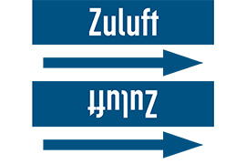 Rohrleitungsetikett Zuluft
