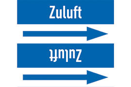 Rohrleitungsetikett Zuluft blau