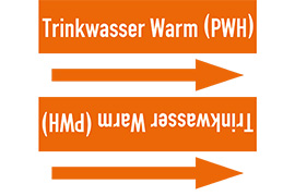 Rohrleitungsetikett Trinkwasser warm (PWH)