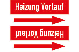 Rohrleitungsetikett Heizung Vorlauf rot