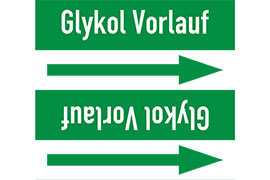 Rohrleitungsetikett Glykol Vorlauf