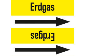 Rohrleitungsetikett Erdgas
