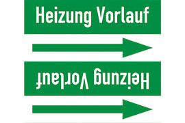 Rohrleitungsetikett Heizung Vorlauf grün