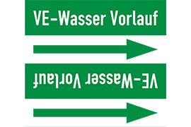 Rohrleitungsetikett VE - Wasser Vorlauf