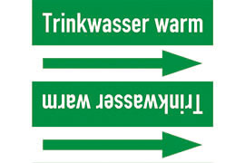 Rohrleitungsetikett Trinkwasser warm