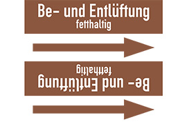 Rohrleitungsetikett Be- und Entlüftung fetthaltig